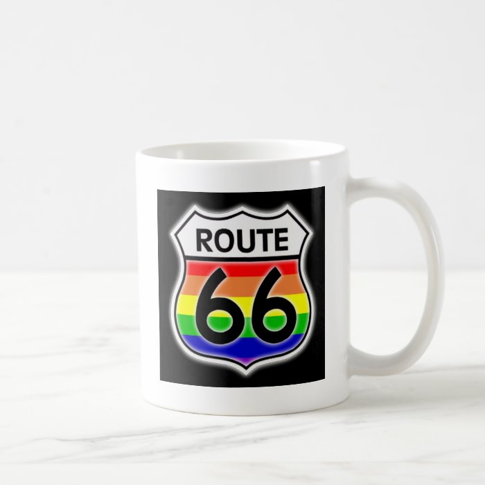Rainbow Flag Route 66 shield Coffee Mugs