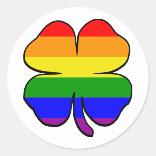 Rainbow Flag Shamrock Classic Round Sticker