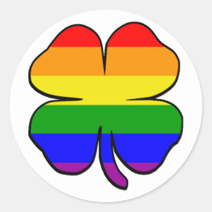 Rainbow Flag Shamrock Classic Round Sticker