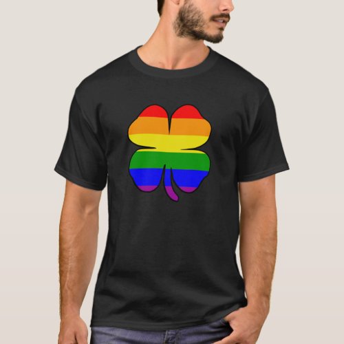 Rainbow Flag Shamrock Gay pride T_Shirt