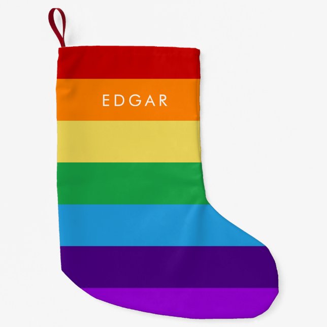 Rainbow flag small christmas stocking (Front)