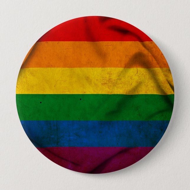 RAINBOW FLAG SQUARE CANVAS PINBACK BUTTON (Front)