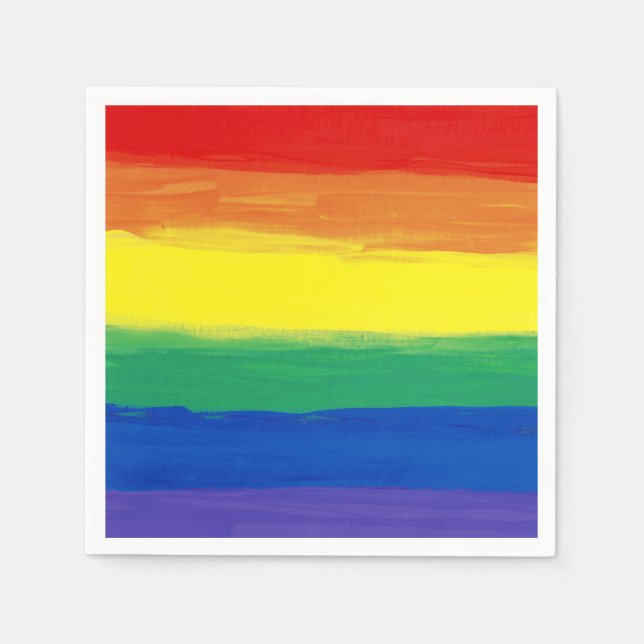 RAINBOW FLAG SQUARE OIL PAINT PAPER NAPKINS (Front)
