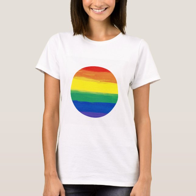 RAINBOW FLAG SQUARE OIL PAINT T-Shirt (Front)