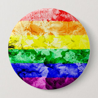 RAINBOW FLAG SQUARE WATERCOLOR PINBACK BUTTON