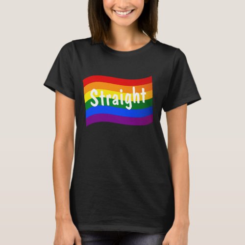 Rainbow Flag Straight PFLAG gay ally LGBT LGBTQ  T_Shirt