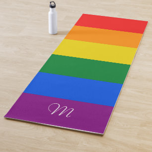 Rainbow flag stripes bath towel set yoga mat