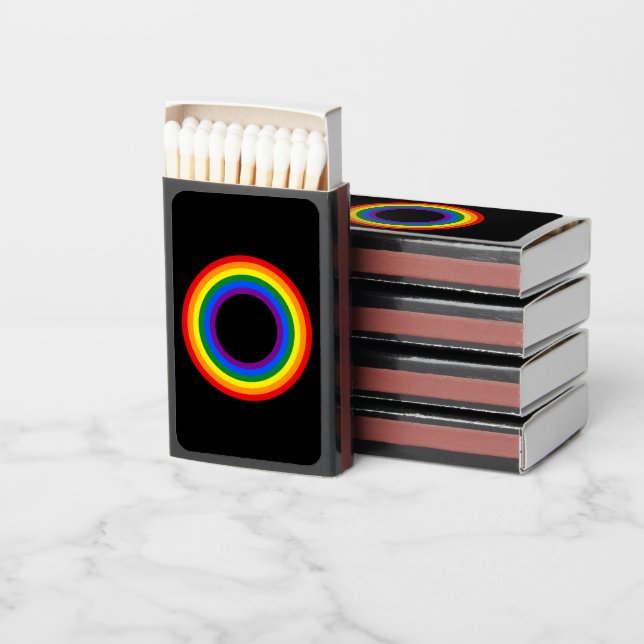 RAINBOW FLAG - STRIPES - LGBT colors Rings Matchboxes (Stacked)