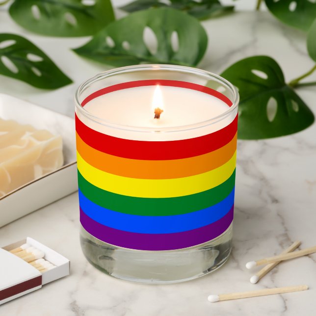 RAINBOW FLAG - STRIPES - LGBT colors Scented Candle (Lit)