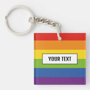 Rainbow Flag Text Gay Pride Merch Keychain