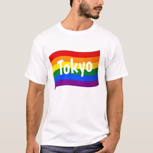 Rainbow Flag Tokyo Japan Japanese Gay Pride LGBT T_Shirt
