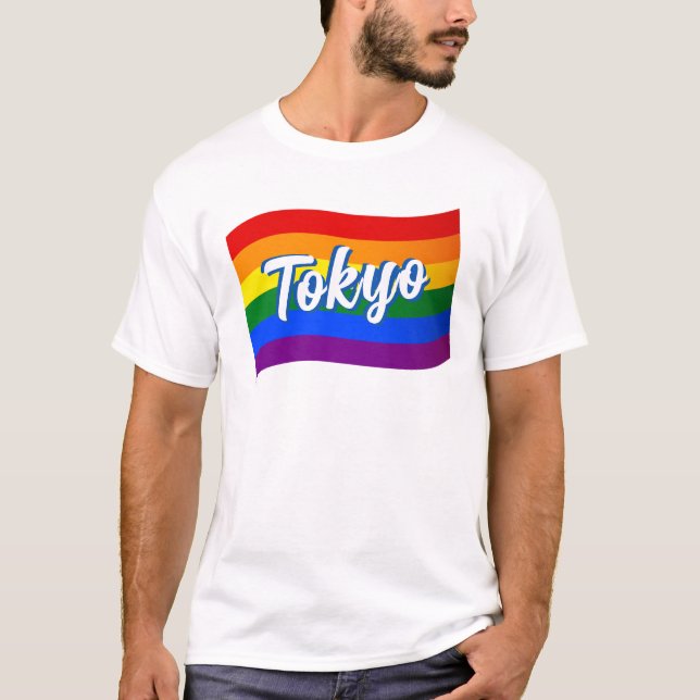 Rainbow Flag Tokyo Japan Japanese Gay Pride LGBT T-Shirt (Front)