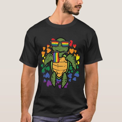 Rainbow Flag Turtle Gay Pride Ally LGBTQ LGBT Men  T_Shirt