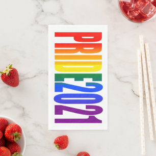 Rainbow Flag Typography LGBTQ Party Gay Pride 2021 Paper Guest Towels