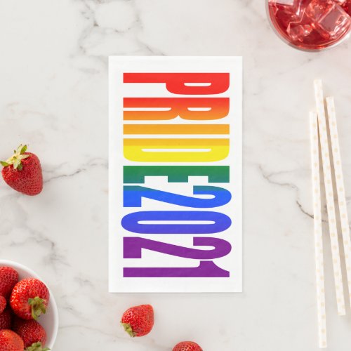 Rainbow Flag Typography LGBTQ Party Gay Pride 2021 Paper Guest Towels