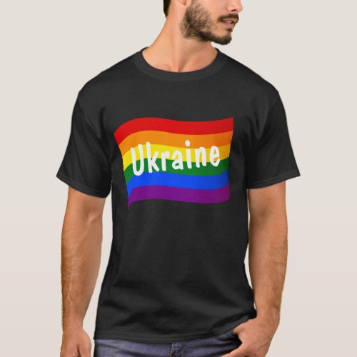 Rainbow Flag Ukraine Ukrainian Gay Pride LGBT T_Shirt