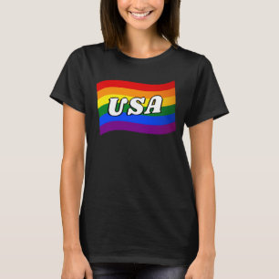 Rainbow Flag USA American Gay Pride LGBT LGBTQ T-Shirt