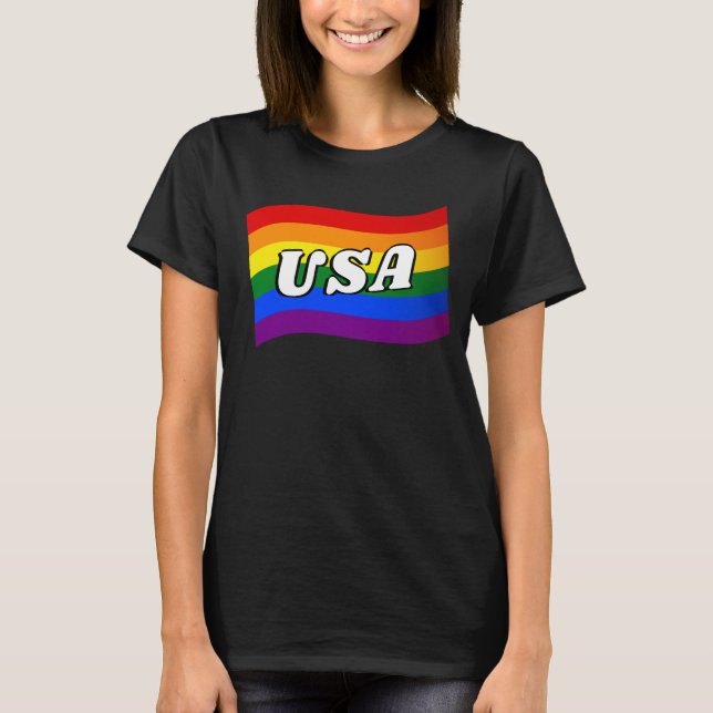 Rainbow Flag USA American Gay Pride LGBT LGBTQ  T-Shirt (Front)