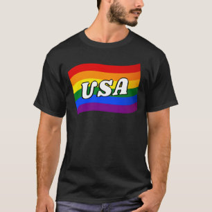 Rainbow Flag USA American Gay Pride LGBT LGBTQ T-Shirt