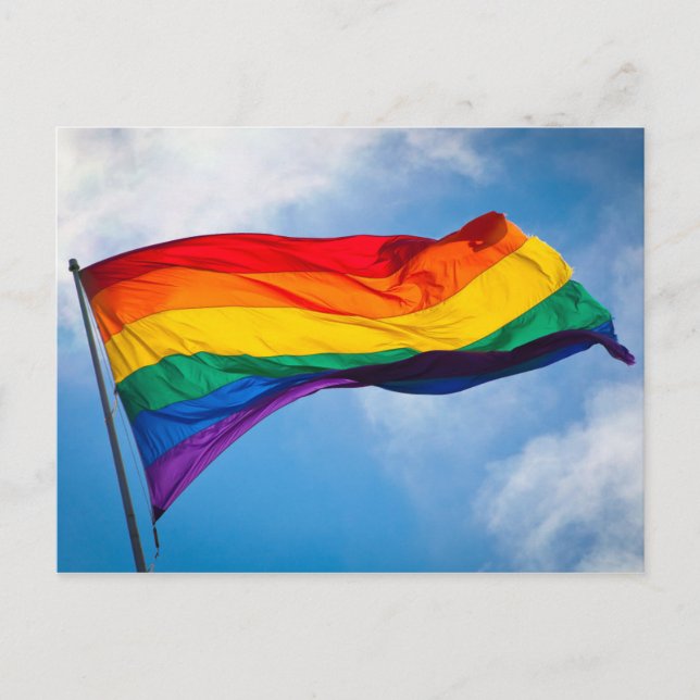 Rainbow Flag Waving in the Wind Postcard (Front)
