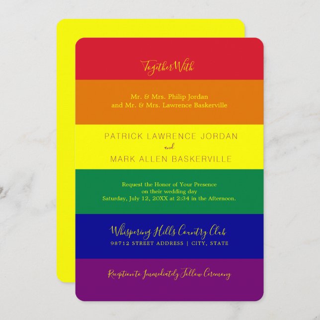Rainbow Flag Wedding Invitation (Front/Back)