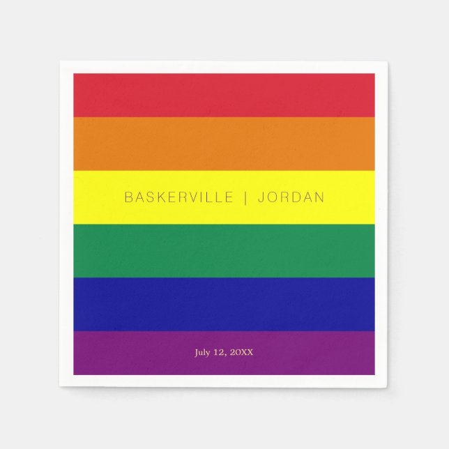 Rainbow Flag Wedding Napkins (Front)