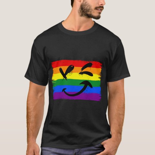 Rainbow Flag With Smile _ LGBT  LGBTQ T_Shirt