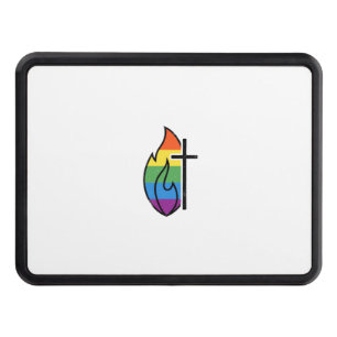 Rainbow Flame Cross Vintage Christian Vector Desig Hitch Cover