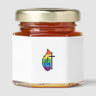 Rainbow Flame Cross Vintage Christian Vector Desig Honey Jar Favors