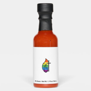 Rainbow Flame Cross Vintage Christian Vector Desig Hot Sauces