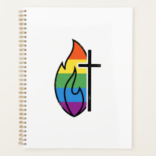 Rainbow Flame Cross Vintage Christian Vector Desig Planner