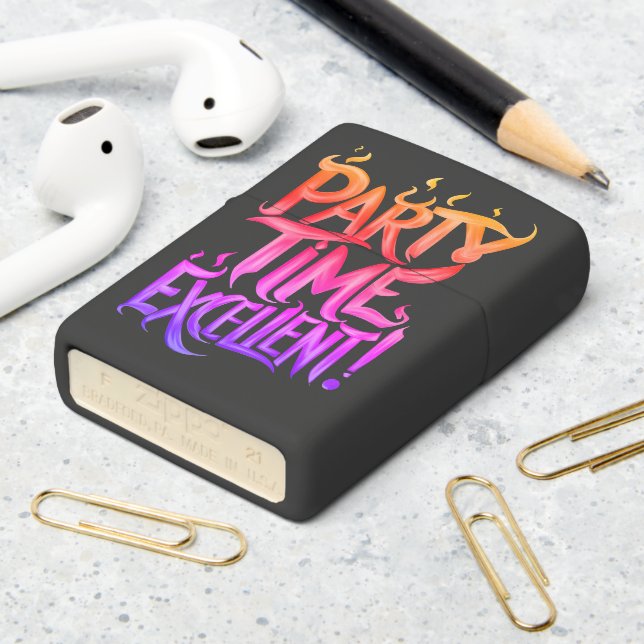 Rainbow Flaming Party Time Excellent Zippo Lighter (On Table 2)