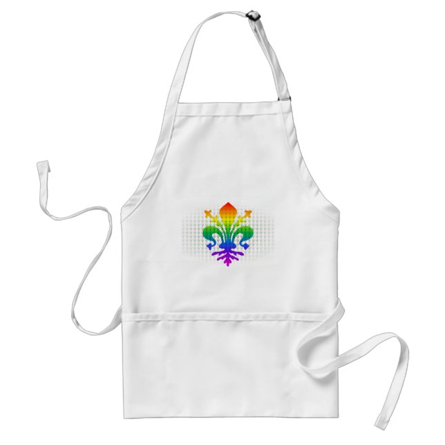 Rainbow Fleur-de-lis Adult Apron (Front)
