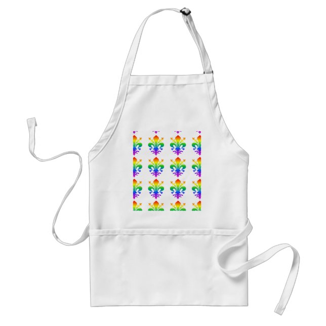 Rainbow Fleur-de-lis Adult Apron (Front)