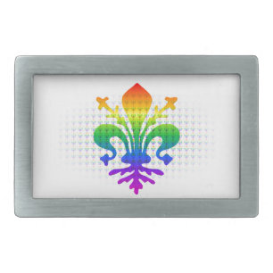 Rainbow Fleur-de-lis Belt Buckle