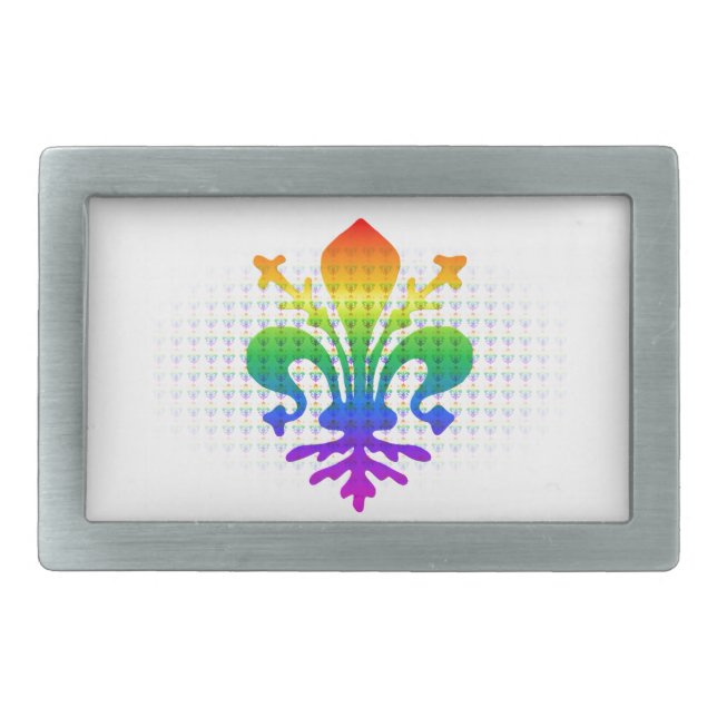 Rainbow Fleur-de-lis Belt Buckle (Front)