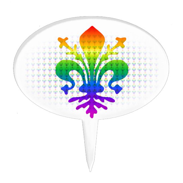 Rainbow Fleur-de-lis Cake Topper (Front)