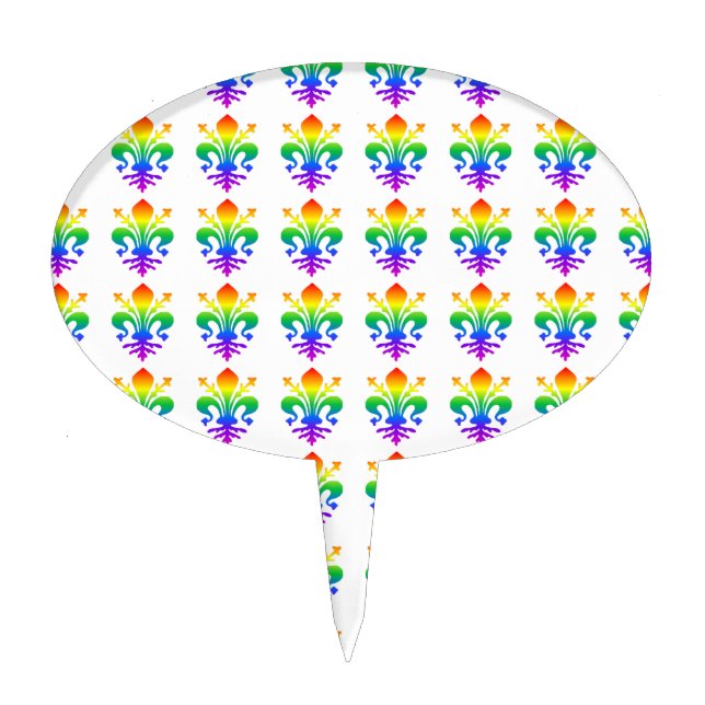 Rainbow Fleur-de-lis Cake Topper (Front)