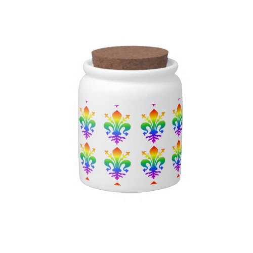 Rainbow Fleur_de_lis Candy Jar