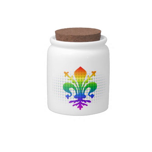 Rainbow Fleur_de_lis Candy Jar