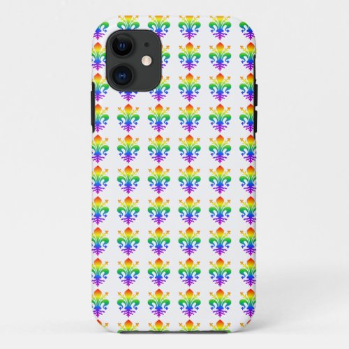 Rainbow Fleur_de_lis iPhone 11 Case