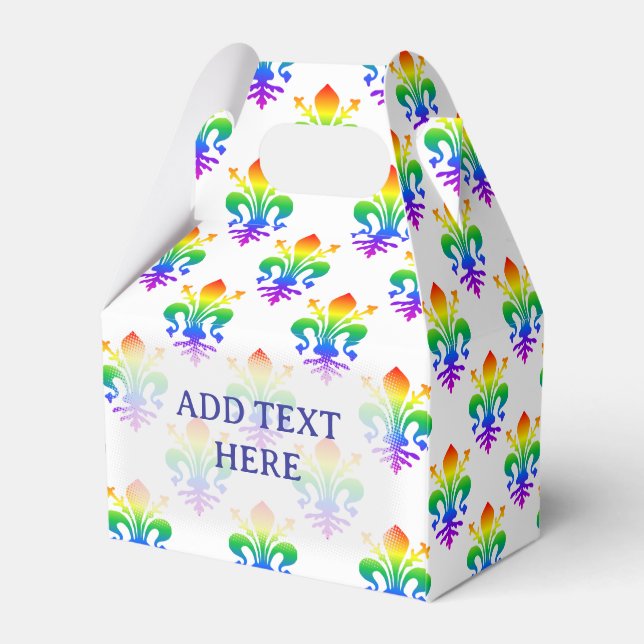 Rainbow Fleur-de-lis Custom Text  Favor Boxes (Back Side)