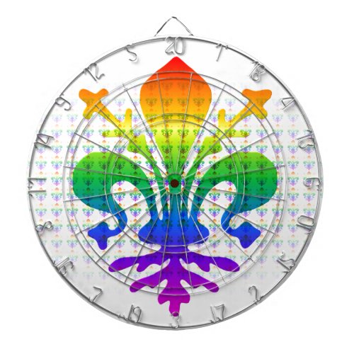 Rainbow Fleur_de_lis Dart Board