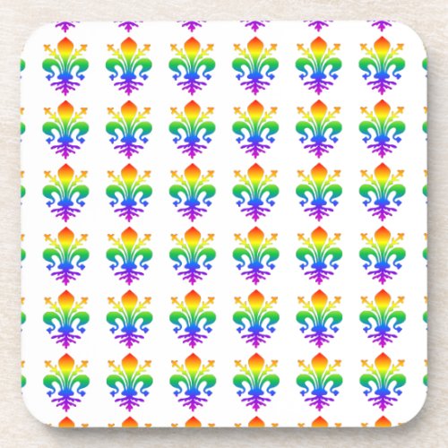 Rainbow Fleur_de_lis Drink Coaster