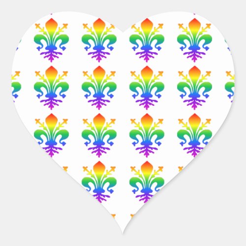 Rainbow Fleur_de_lis Heart Sticker