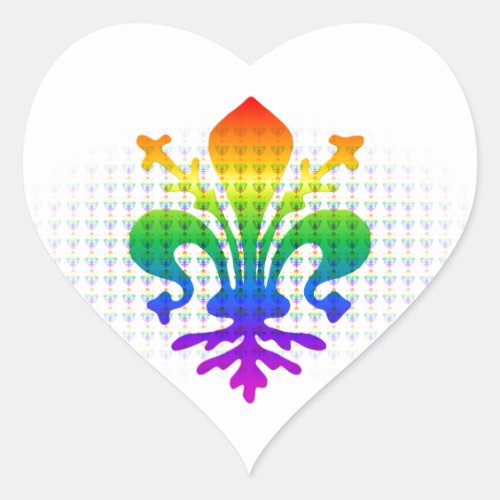 Rainbow Fleur_de_lis Heart Sticker