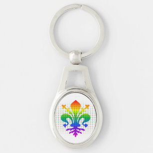 Rainbow Fleur-de-lis Keychain