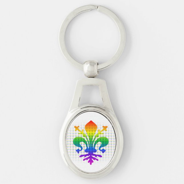 Rainbow Fleur-de-lis Keychain (Front)