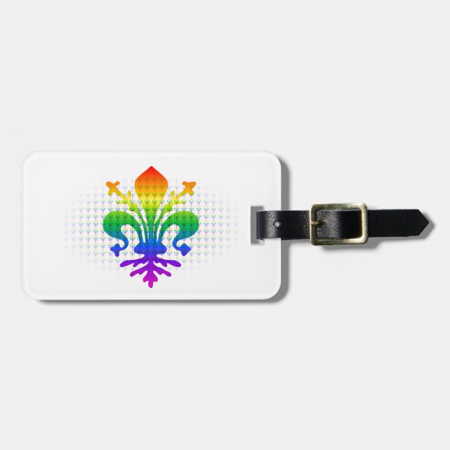 Rainbow Fleur-de-lis Luggage Tag (Front Horizontal)