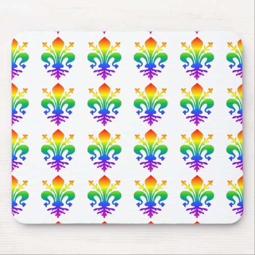 Rainbow Fleur_de_lis Mouse Pad